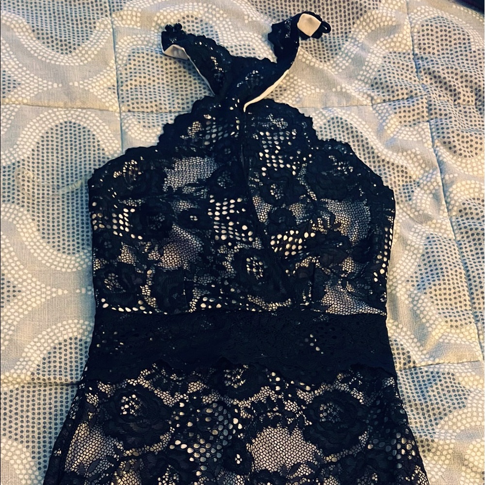 Lipsy London Black Lace Halter Dress (NWT)